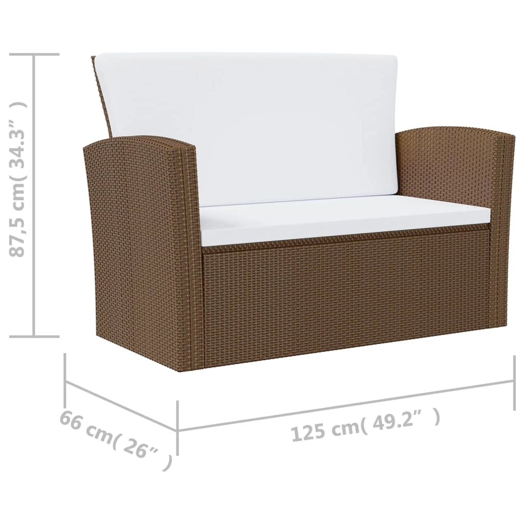 Set di mobili da giardino mobili da esterno 8 pezzi con cuscini resina intrecciata marrone 02_0017702