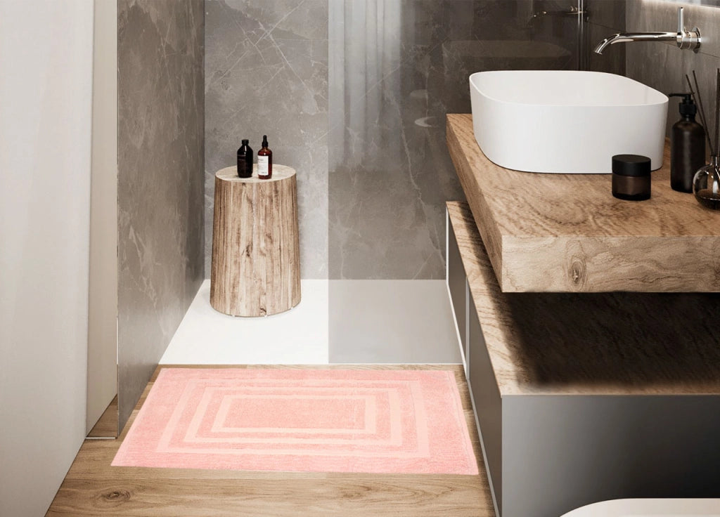 Tappeto Casa Bagno Morbido 50x65cm Tinta Unita 100% Cotone Modello Sophie - Tappeto - Rosa