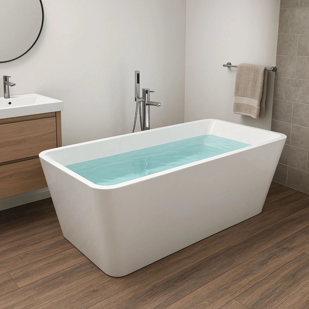 Vasca da bagno freestanding rettangolare acrilico bianco lucido 3 misure *** misure 170x80x58 cm, confezione 1