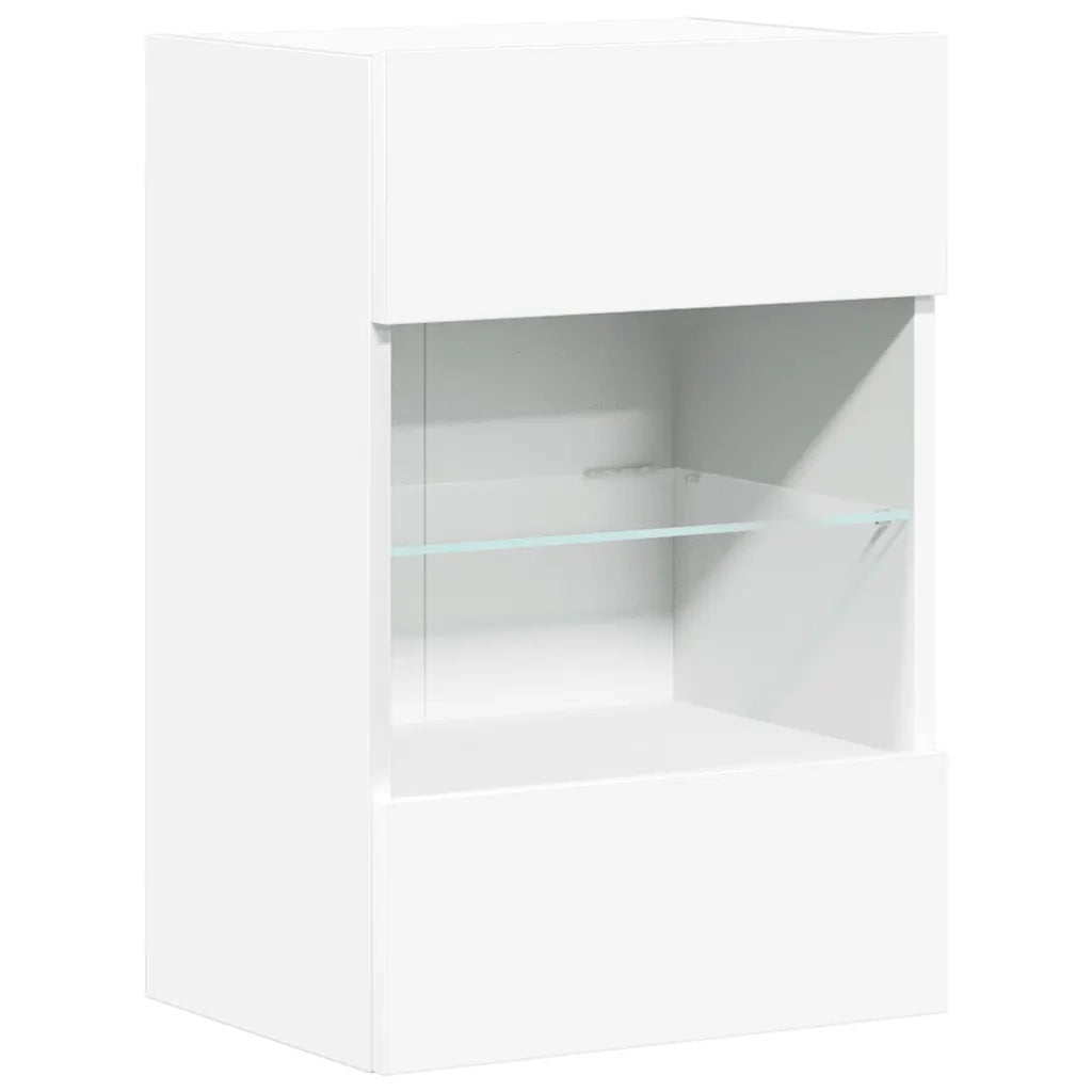Mobili da parete con luci LED per TV 2pz-Set di 2 Credenza per TV Bianchi 40x30x60,5 cm