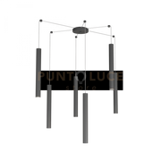 ROUND TUBE SOSPENSIONE 6 LUCI GRIGIO ANTRACITE CAVO CM.250 CON BASE 1174-S6-GA