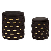 Kasane, Pouf Contenitore set da 2, 37x37x42h cm Nero