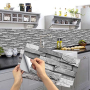 Sticker decorativo per cucina e bagno - Grigio - 15 x 30 cm - 24 pezzi