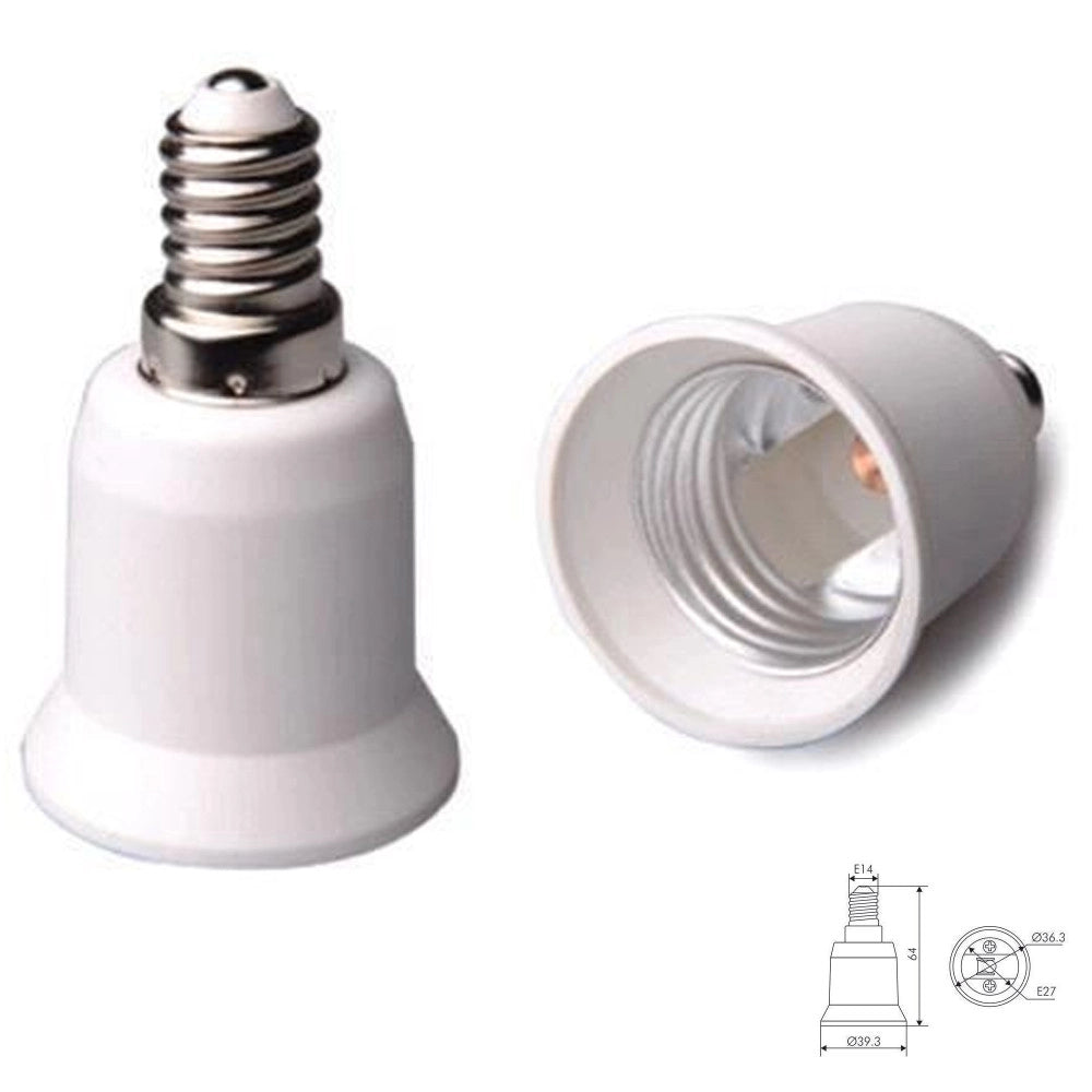 Trade Shop - Adattatore Convertitore Portalampade Da E27 A E14 Lampadina Attacco A Vite -