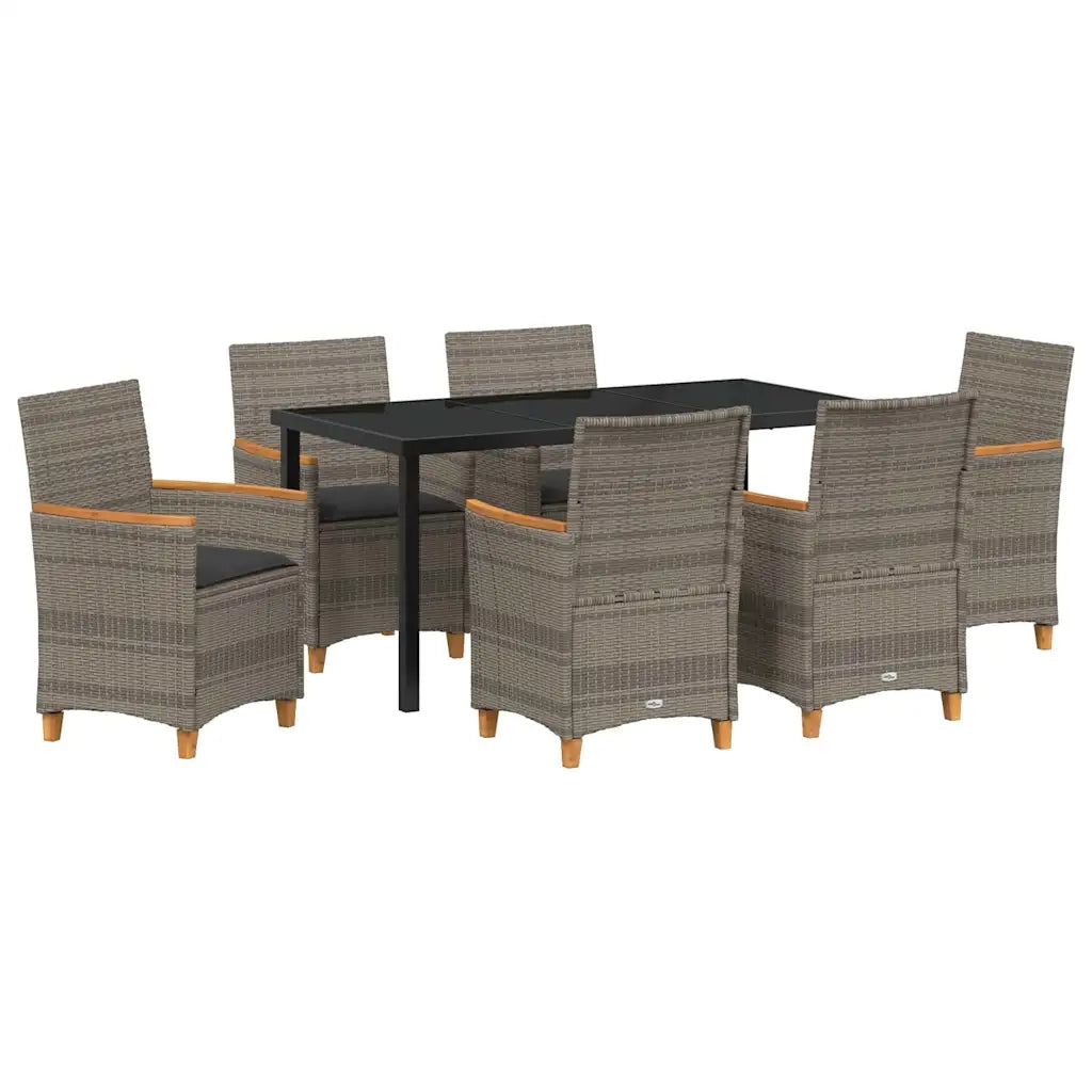 Set da Pranzo per Giardino 7 pcs Grigio polyrattan 3381097