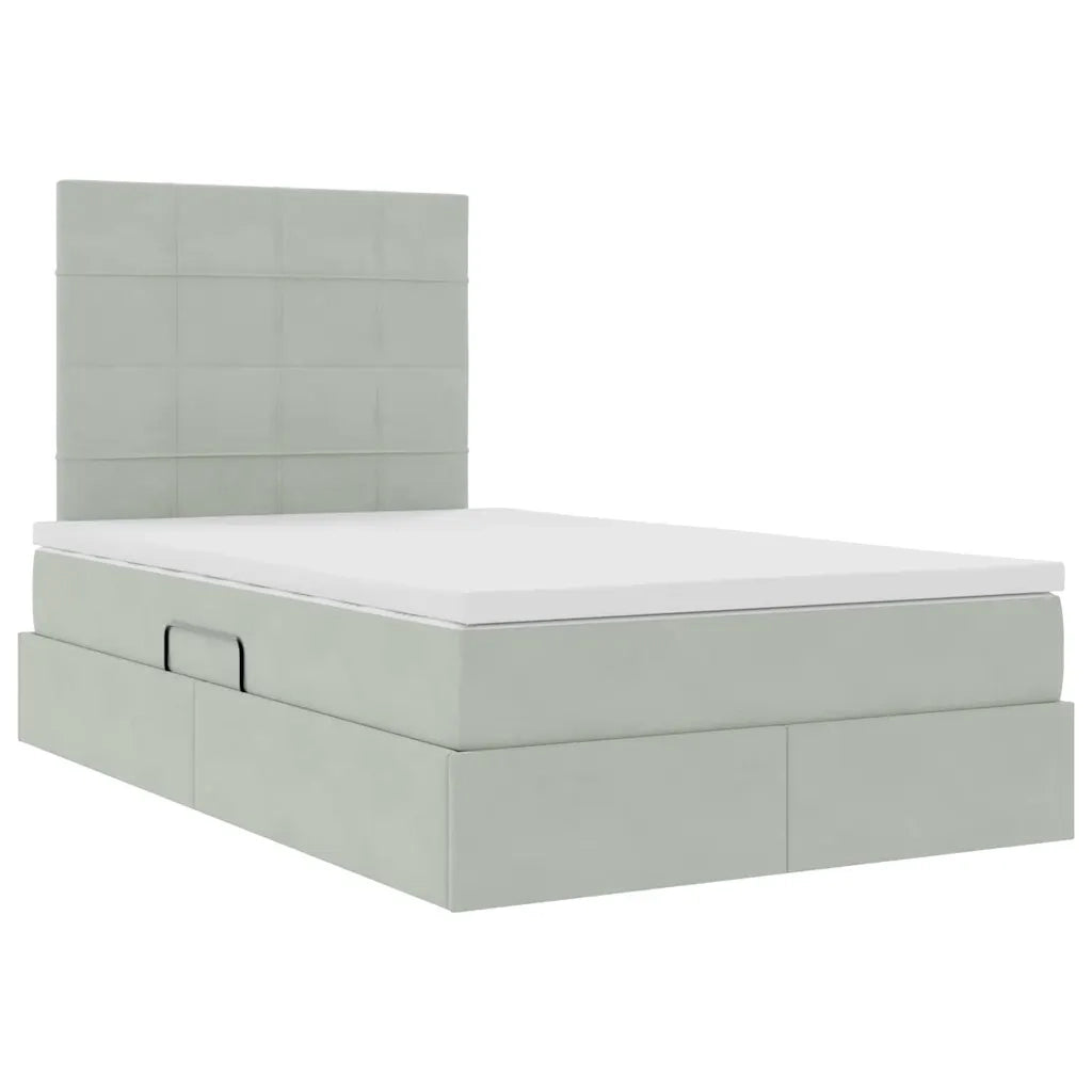 Letto con contenitore e materasso Grigio chiaro 120 x 200 cm