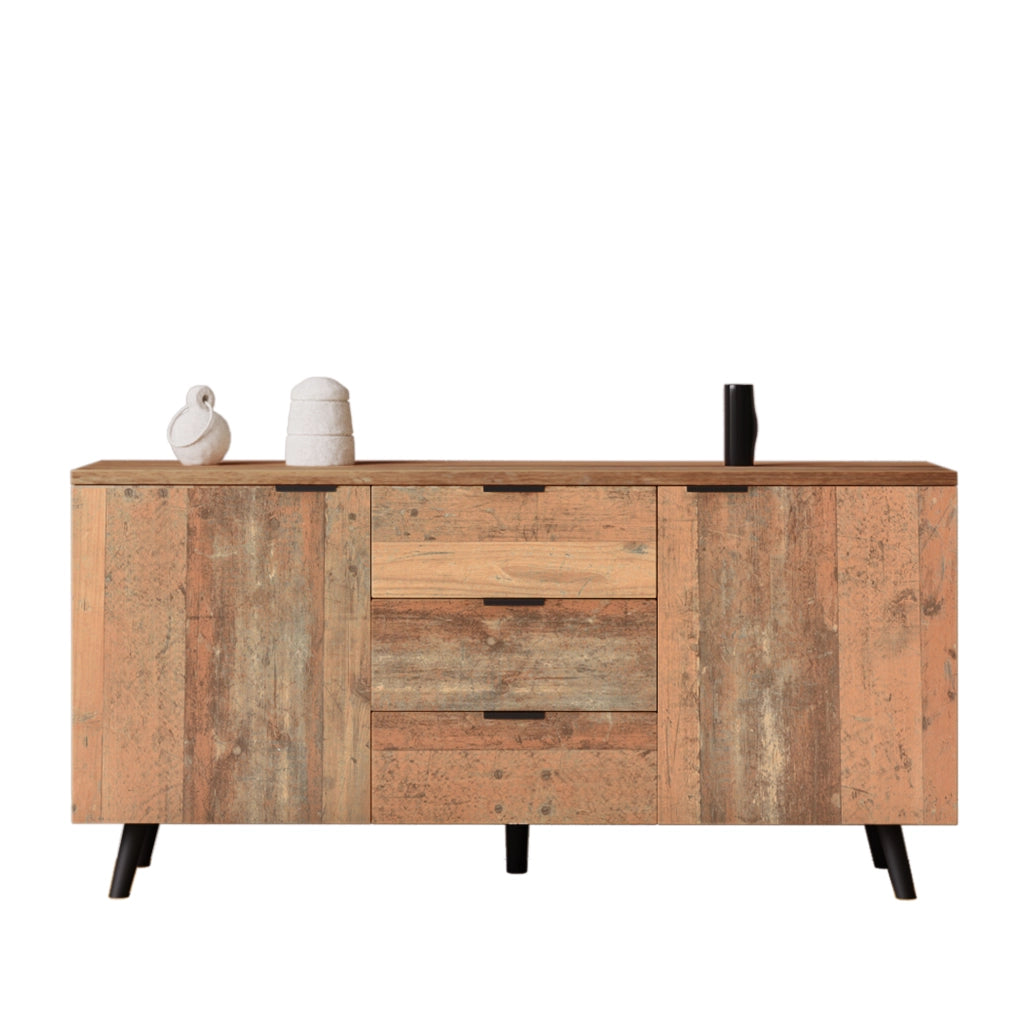 Credenza TV vintage con ripiani regolabili e tre cassetti