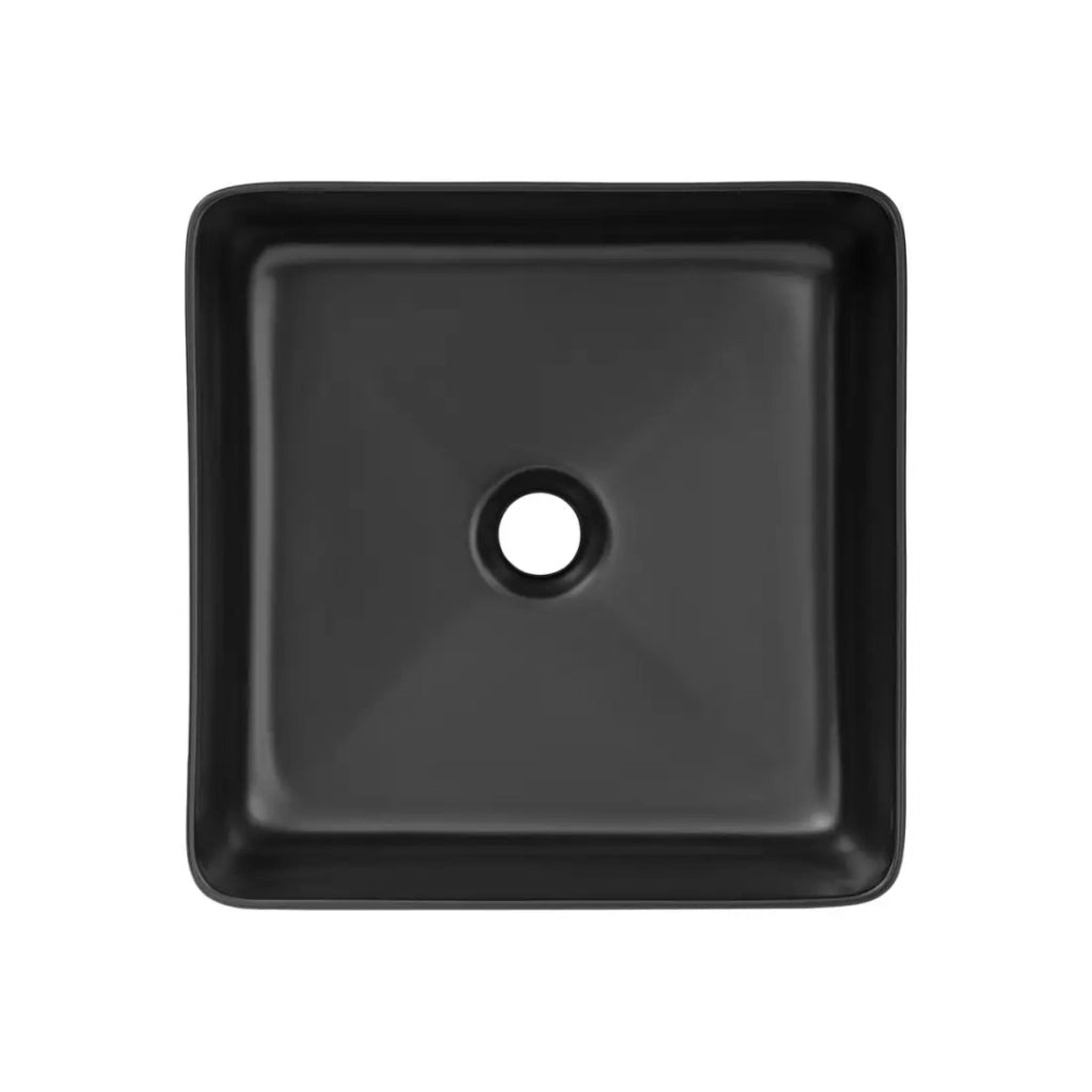 Lavabo da appoggio quadrato 37x37 cm nero opaco con piletta click-clack nera inclusa