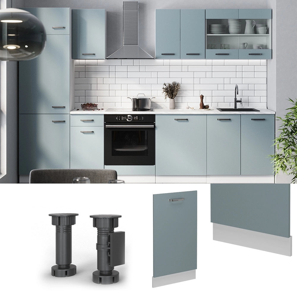 Pannello frontale della lavastoviglie R-Line Grigio-blu/Bianco 45 cm, PL Marmo Vicco