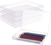 Casella di archiviazione rettangolare 4 pezzi - Transparente - Copertura ripiegabile - Dimensioni 22,5 x 16,5 x 3,3 cm - Casella di archiviazione