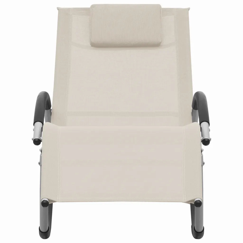 Lettino Prendisole con Cuscino Crema in Textilene 47789