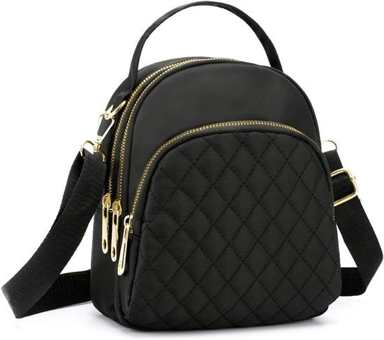 Borsa da donna di alta qualità, tasca da spalla da donna di piccole dimensioni con protezione contro la furto, nera, borsa di città con molti contenitori, disegno elegante