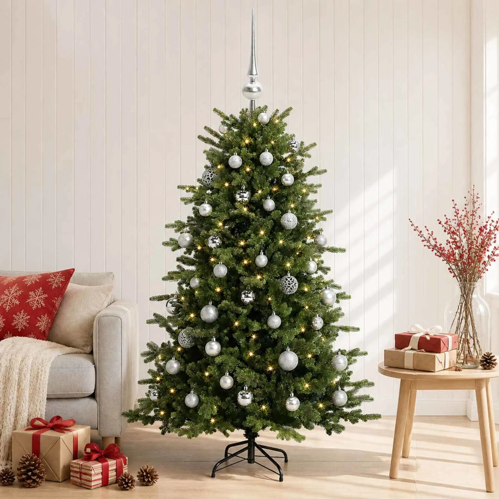 Albero di Natale artificiale con palline 120 cm 150 LED 3465981