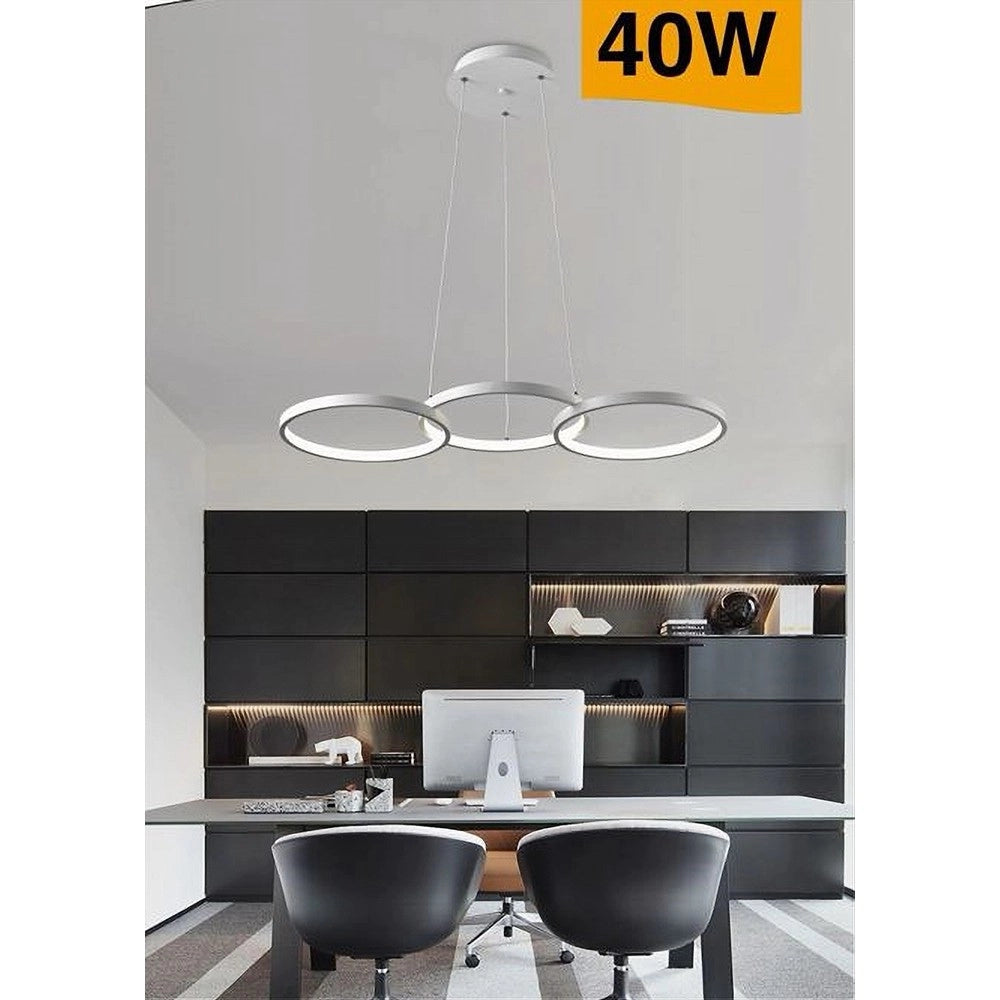 Trade Shop - Lampadario A Sospensione Da Soffitto 3 Anelli Tre Tonalità Di Colore 40w B63-b3c -