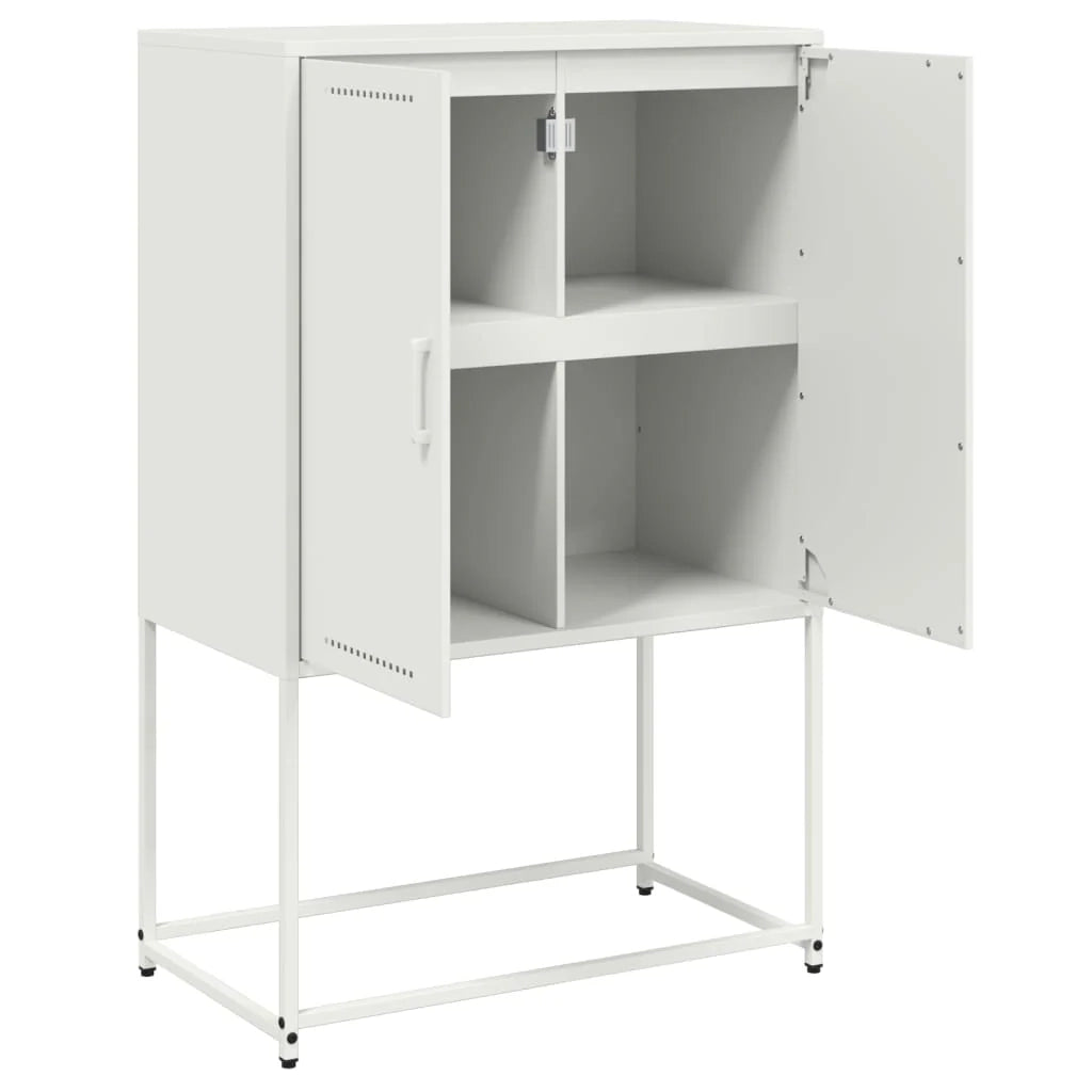 Buffet credenza cassettiera mobiletto mobile contenitore organizer cucina soggiorno salotto alto 68,5 x 38,5 x 107 cm acciaio bianco 02_0032481