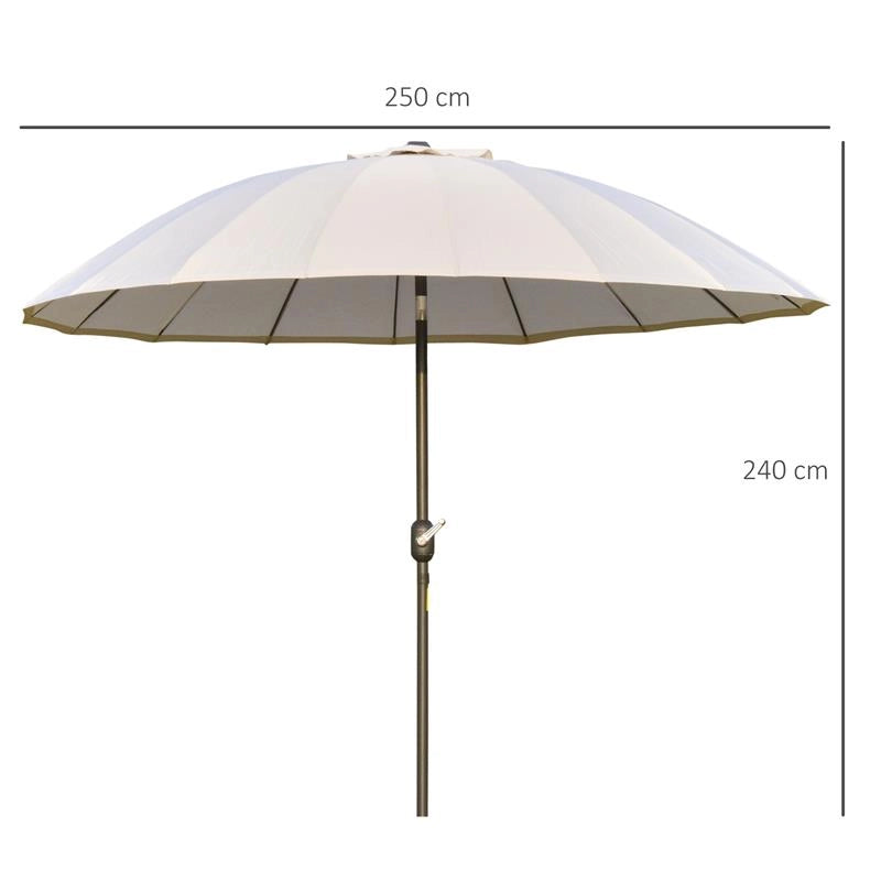 OMBRELLONE DA GIARDINO INCLINABILE E CON MANOVELLA 255 CM BIANCO CREMA