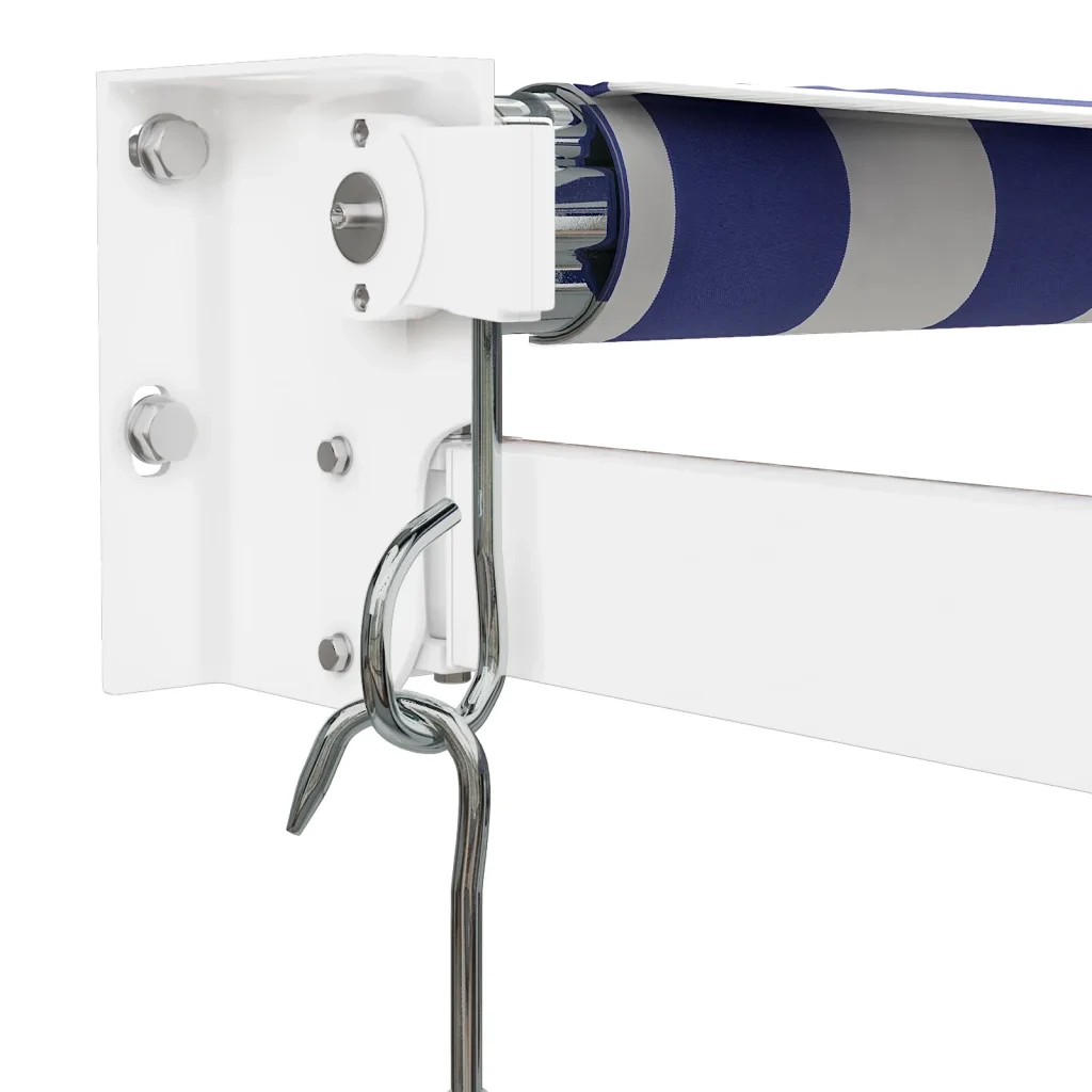 Tenda da Sole Retrattile Blu e Bianca 5x3 m Tessuto e Alluminio