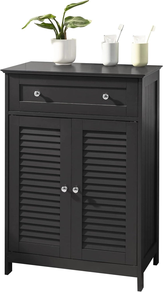 Mobiletto Base per Bagno o Ingresso, con Due Ante e cassetto, in Stile tapparelle,Bianco,FRG238-W,IT