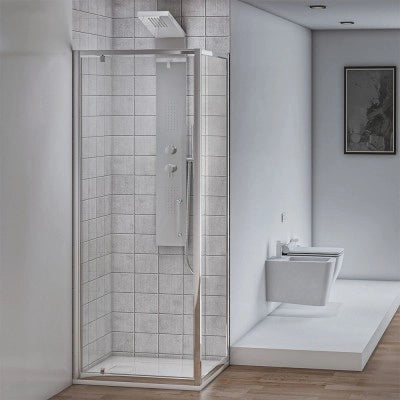 Box doccia angolare 80x90 cm con porta battente in cristallo trasparente Ted