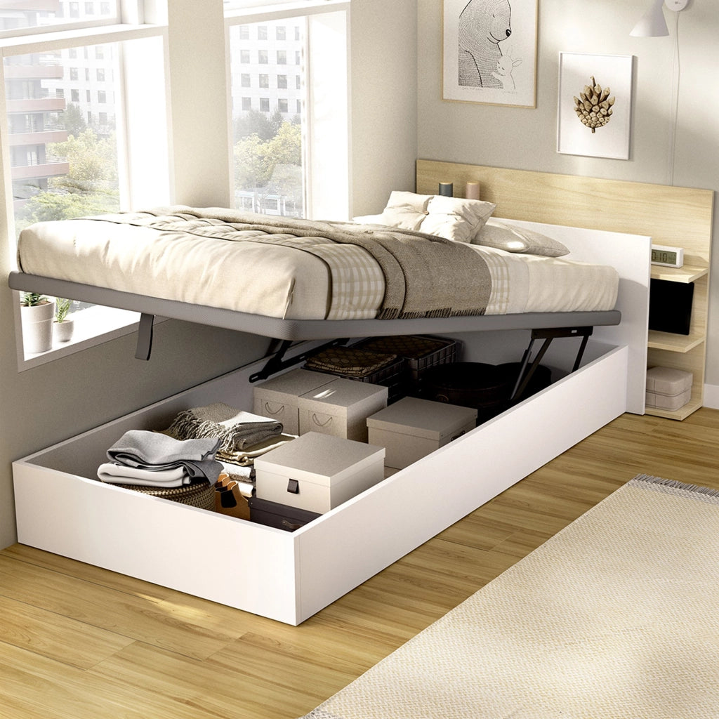 Montic, Letto Singolo Contenitore, Bianco