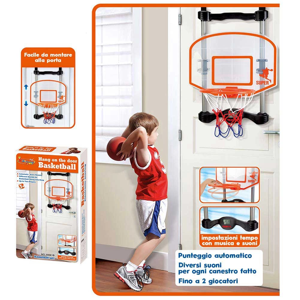 Basket Canestro da Porta per Bambini Segnapunti Digitale Musica Suoni e Pallone