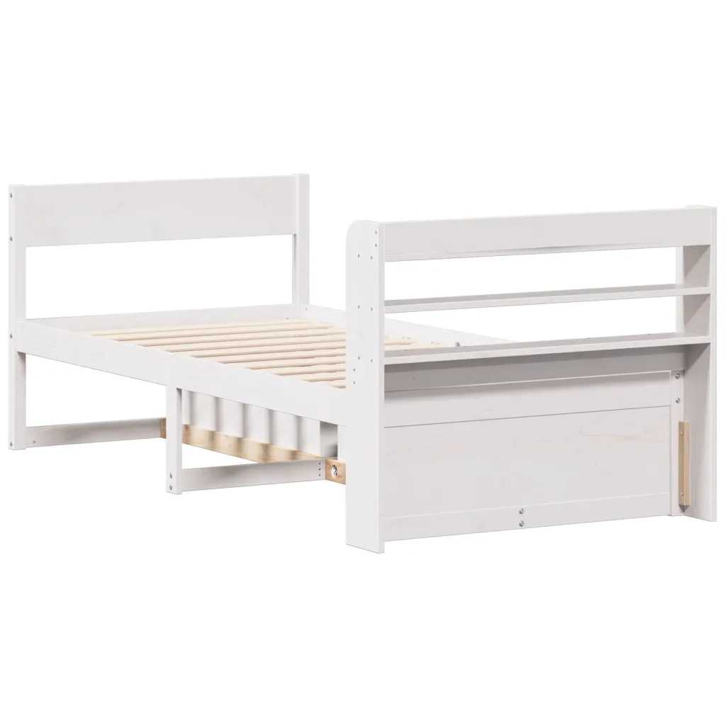 Letto senza Materasso Bianco 75x190 in Legno Massello di Pino 3307147