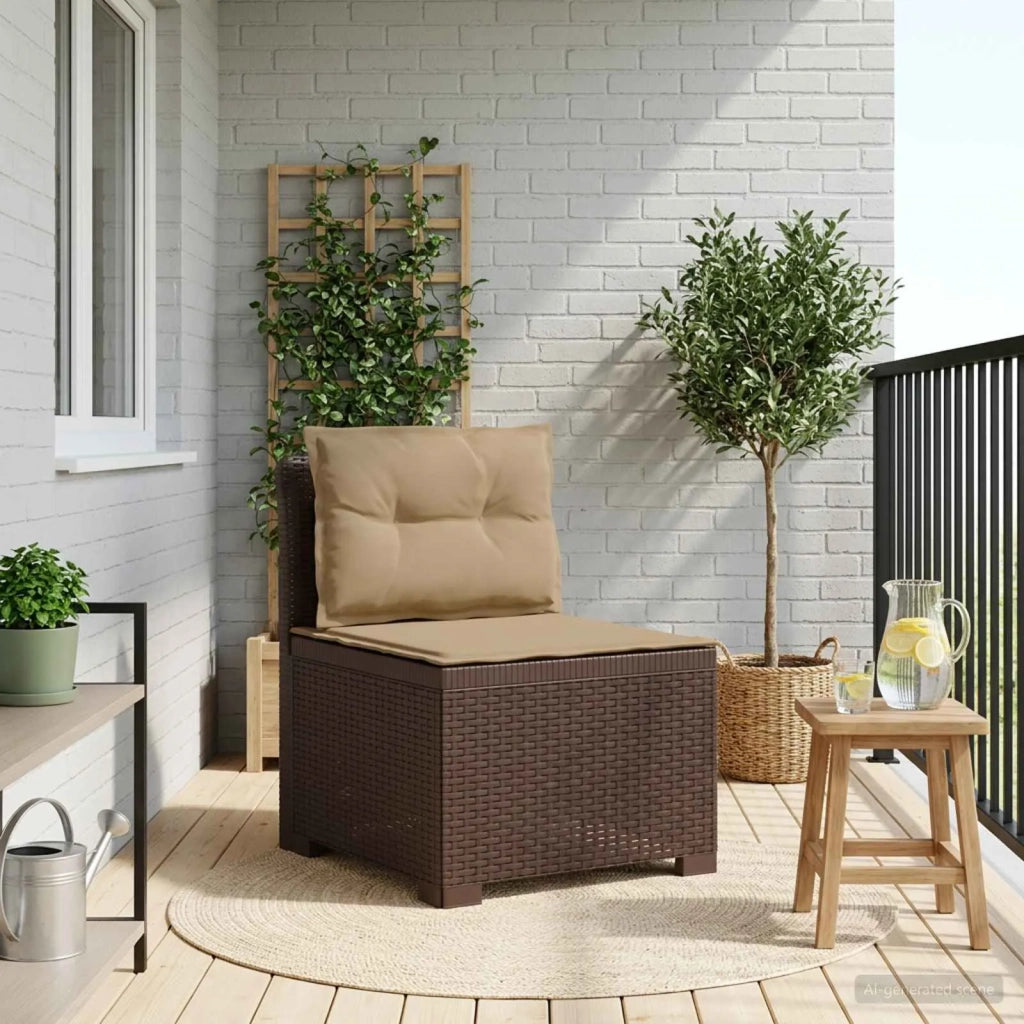 Divano da Giardino a 1 Posto con Cuscini Aspetto Rattan PP 8011802