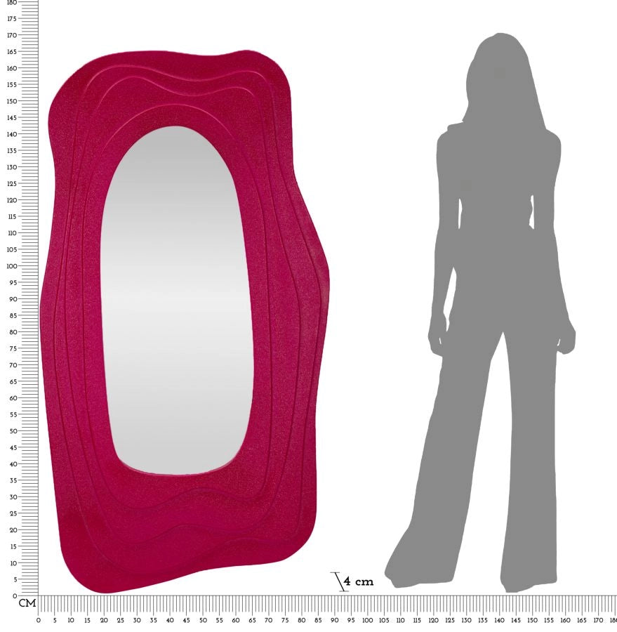 Specchio da Muro Dafne Fuxia 90x4x165 cm in MDF e Specchio Fucsia