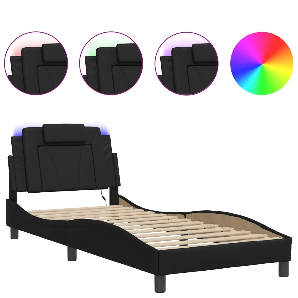 Giroletto Viana con LED senza Materasso Nero 90x200 cm 3213994