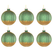 Pallina di Natale in Vetro Verde Oro Lurex Dorato Modish Diametro: 80 mm