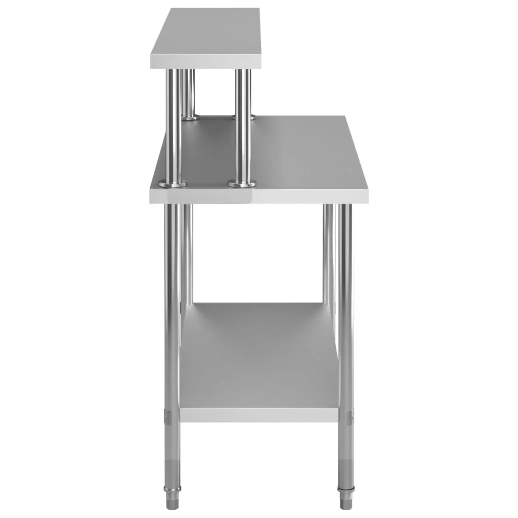 Tavolo da lavoro da cucina con ripiano 120 x 60 x 120 cm acciaio inox 02_0001918