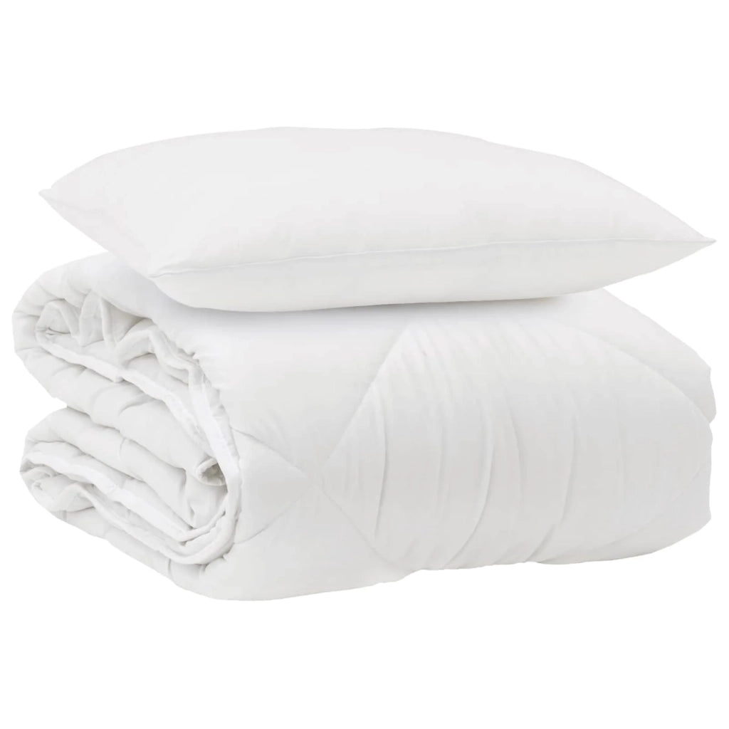 Duvet per Tutte le Stagioni con cuscino 2 pcs Bianco Microfibra 3376511