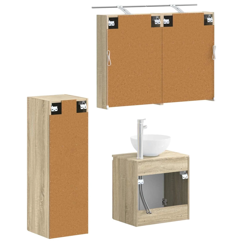 Set di mobili per il bagno 4 pz Rovere Sonoma 3407409