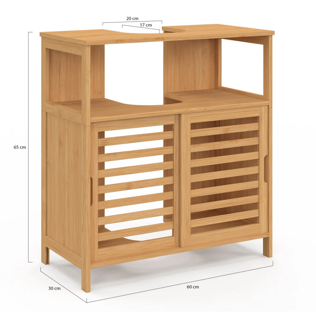 IDMarket - Mobile da bagno BEA in bambù con ante scorrevoli