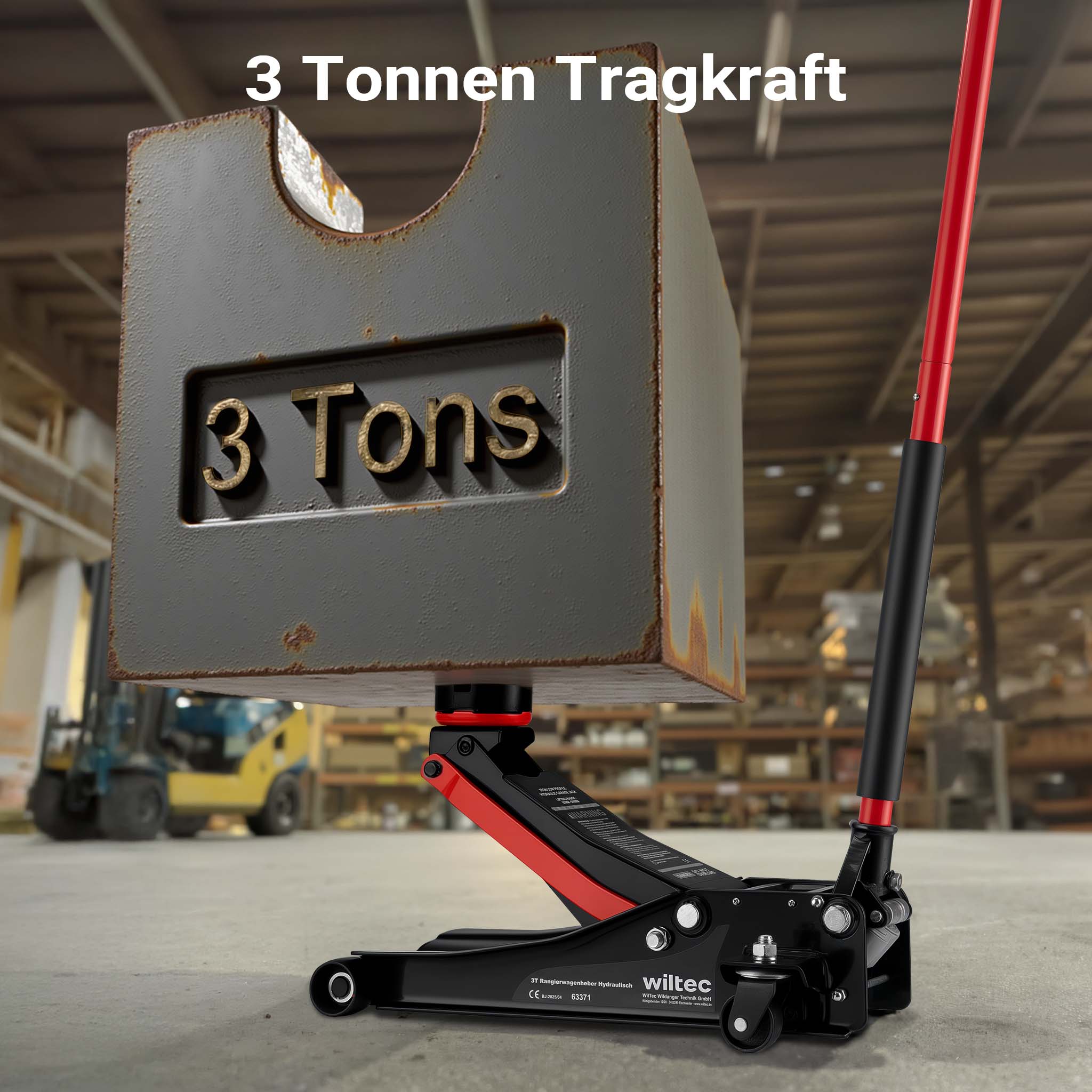 Martinetto idraulico 3 t 85-500mm Cric sollevatore a carrello con doppio pistone