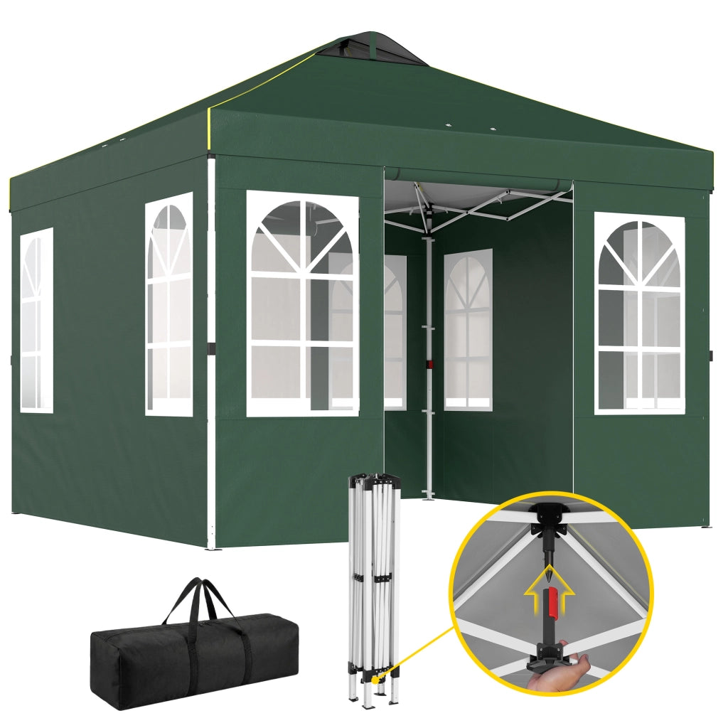 Tenda da Giardino Pieghevole 3x3 m ¨C Zephmum ¨C Verde con UPF50+ 4 Laterali e Borsa