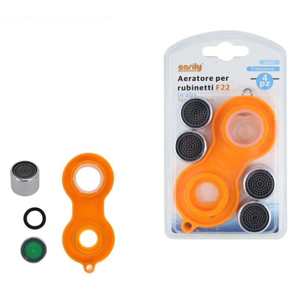 Trade Shop - Set 4 Pezzi Aeratore Per Rubinetti F22 In Abs Filtro Rompigetto Con Chiave 59034 -
