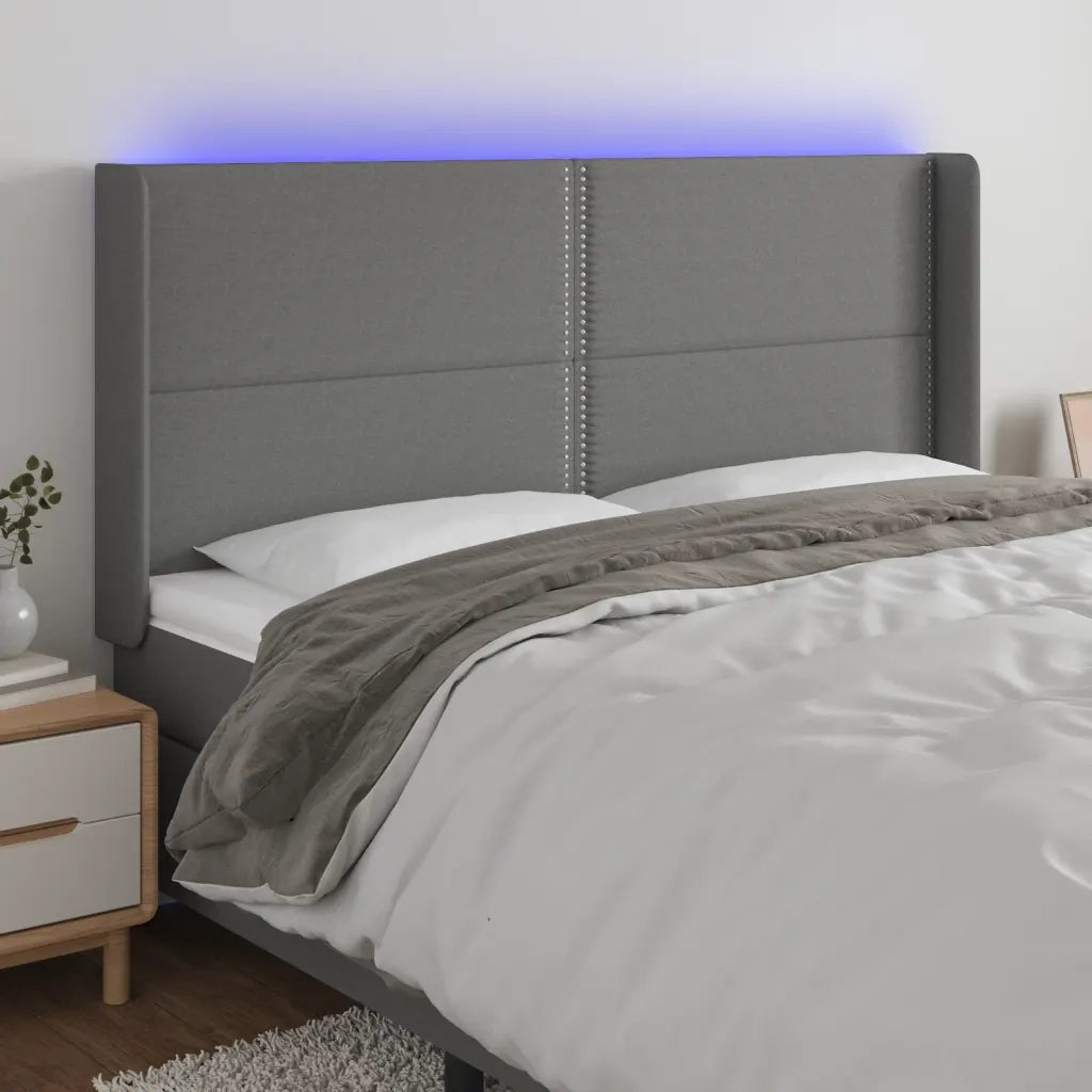 Testiera | Testata a LED GrigioScuro 183x16x118/128cm inTessuto