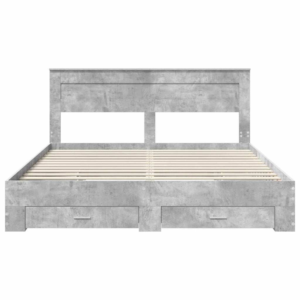 Struttura del letto con testiera Grigio cemento 200 x 200 cm