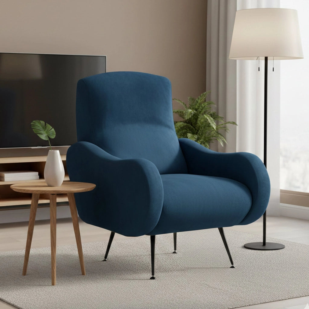 Poltroncina Lasnigo, Poltrona Braccioli Made in Italy, 70x100x98h cm blu