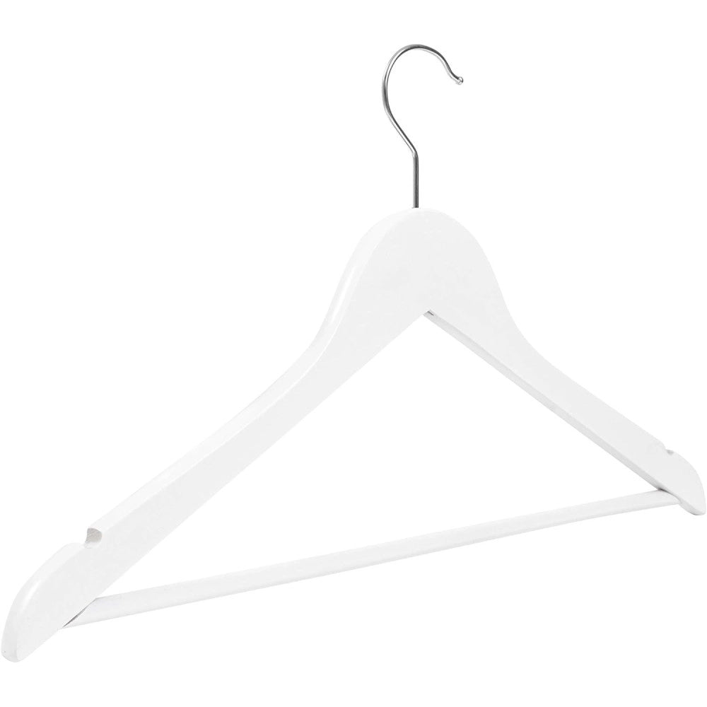 Trade Shop - Set 3 Grucce Stampelle Appendiabito Legno Bianca Vestiti Pantaloni Giacche 59620 -