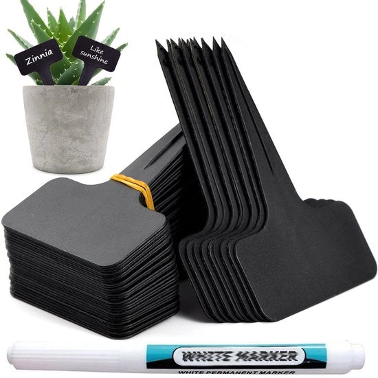 Etichette per piante 100 pezzi - Resistenti all'acqua e UV - Stuzzo per piante riciclabile - Plastica - Dimensioni 6 x 10 cm - Materiale PP duraturo - Etichette per giardino