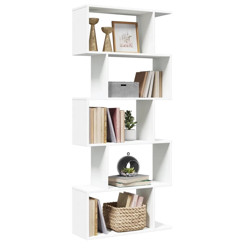 Libreria divisoria per ambienti a 5 ripiani bianca 70x24x161 cm in legno ingegnerizzato 858093