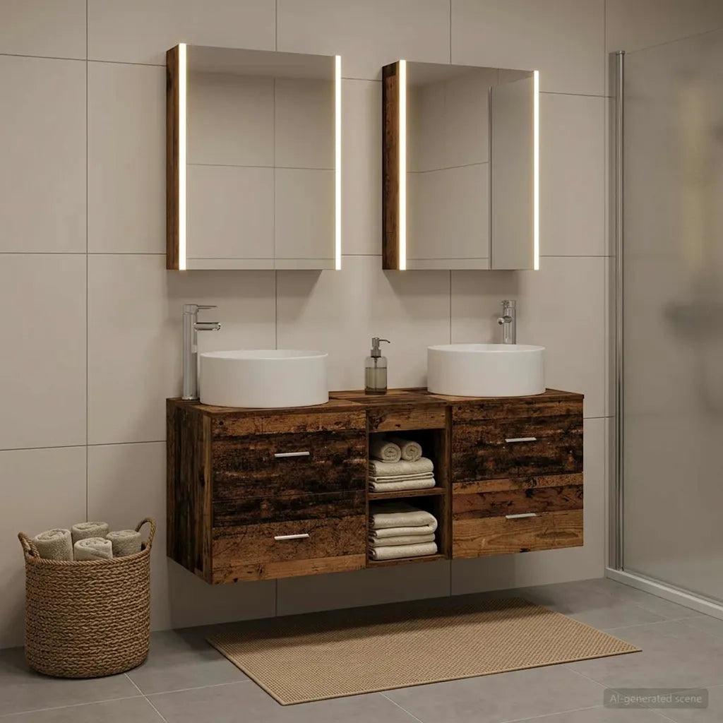 Set di mobili per il bagno 5 pcs Legno antico 3407093