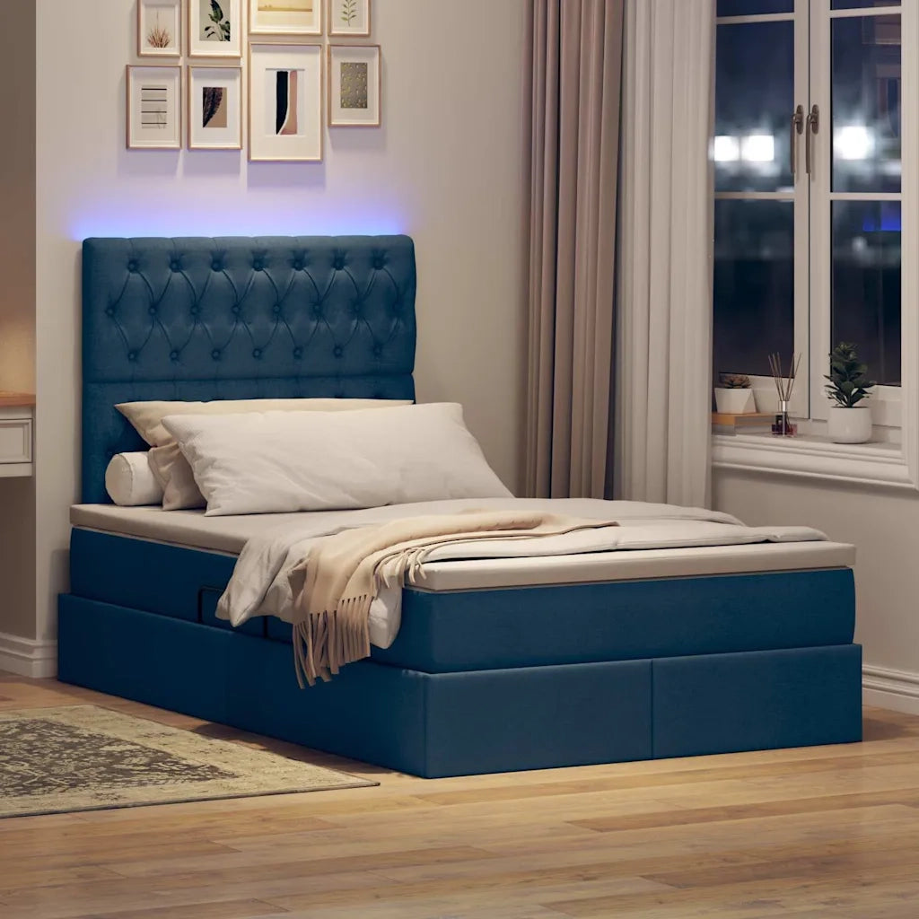 Letto con contenitore e LED con led Blu 120 x 190 cm Poliestere 3372470
