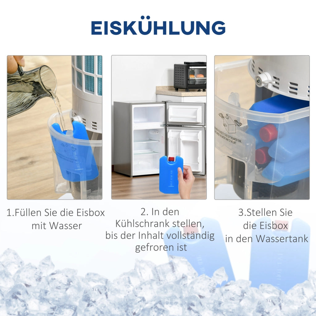 Ventilatore da Torre con Raffreddamento ad Acqua e Telecomando ¨C zephmum ¨C Bianco 30x30x100.8 cm