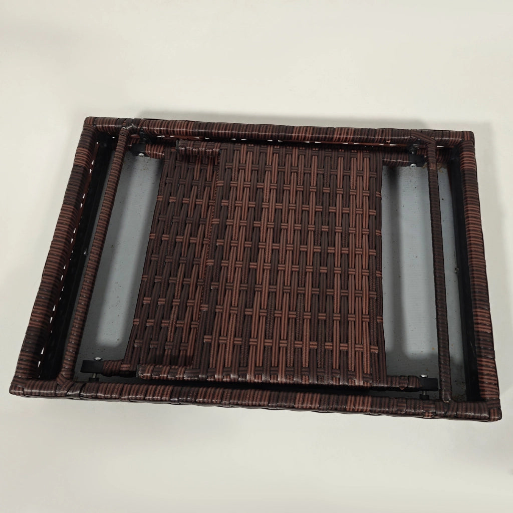 Tavolo da giardino pieghevole in rattan, resistente alle intemperie, marrone, 60x41x41 cm, ideale per balcone e terrazzo.