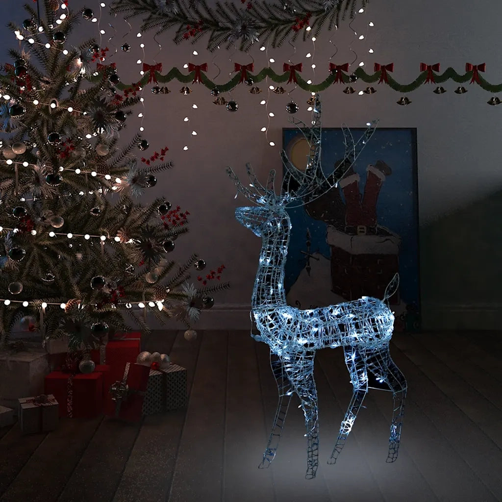 Decorazione Natalizia Renna Volante 140LED 120cm Bianco Freddo