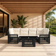 Set Divano da Giardino 7 pz Nero e Bianco Crema polyrattan 3436597