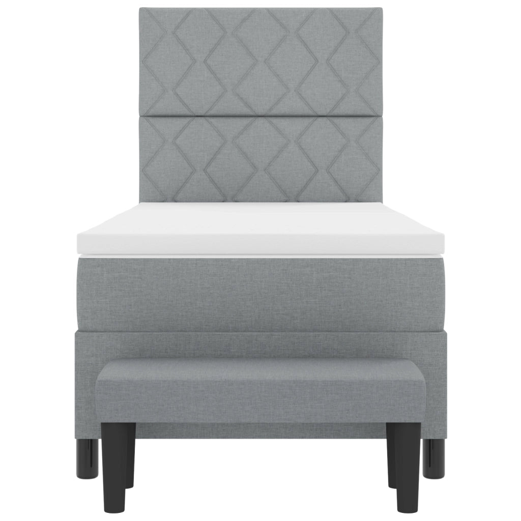 Letto con Rete a Molla con Materasso & Panchina Grigio Chiaro 100x200 cm Tessuto